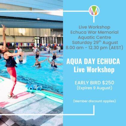 This August, Marietta Mehanni is bringing Aqua Day to Echuca for a half-day live workshop designed specifically for instructors who want practical ideas, meaningful learning, and real-world strategies they can use straight away. Saturday August 29 8am - 12.30pm
