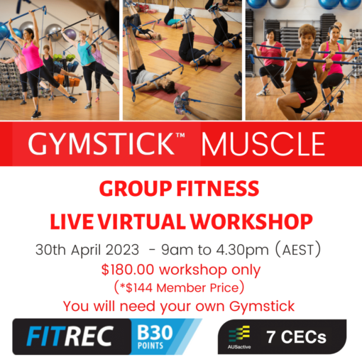 Gymstick Muscle Group Fitness workshop April 23, resistance trainer