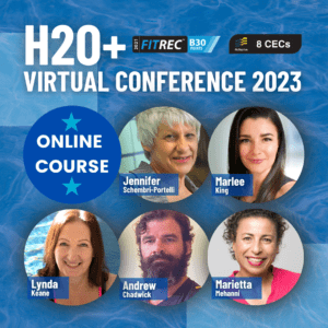 H2O+ 2023 Virtual Conference Online Course. Aqua Fitness education. Marietta Mehanni, group fitness professional development